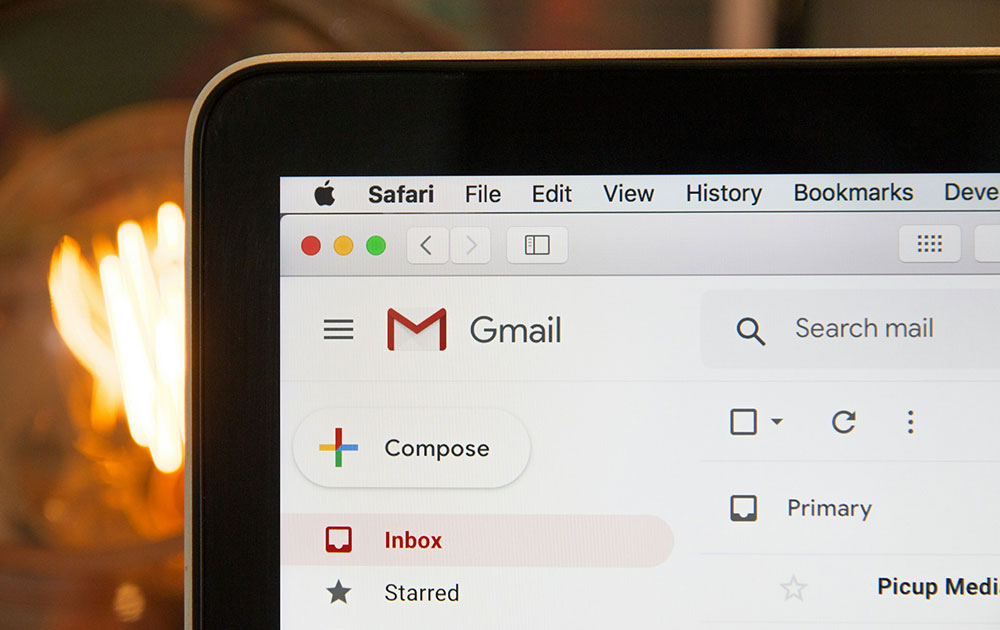 Corner Of  A Laptop Screen With Gmail Email Open